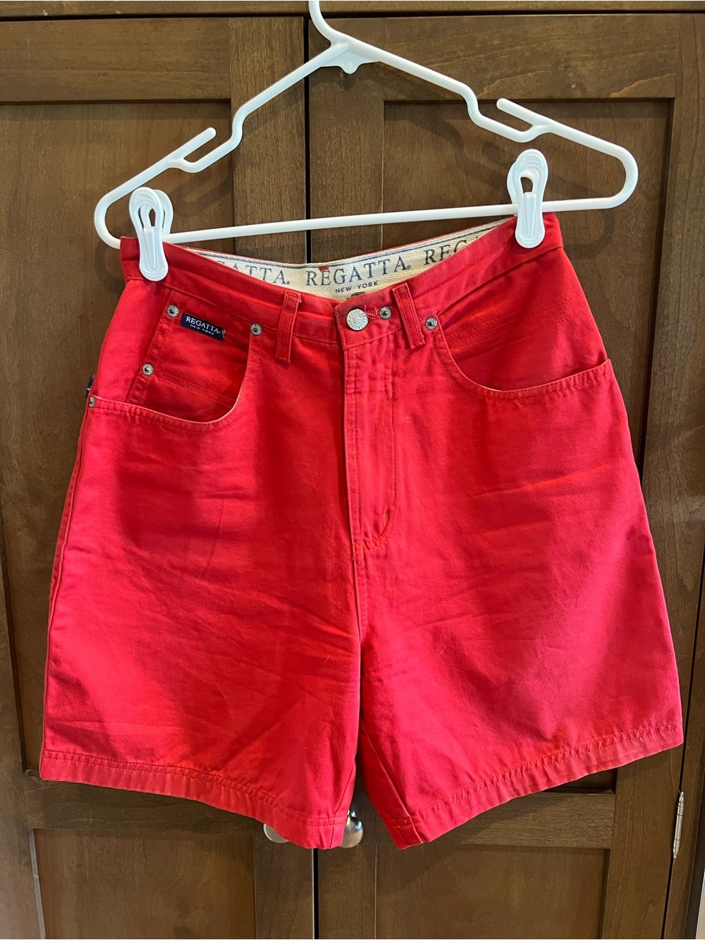 Vintage Regatta New York Red 100% Cotton High-Waisted Shorts